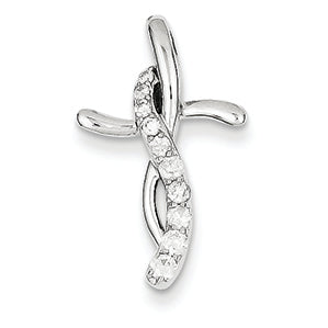 0.2 Carat 14K White Gold Diamond Cross Pendant