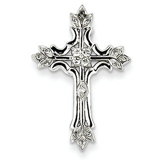 0.1 Carat 14K White Gold Diamond Cross Pendant