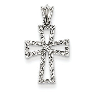 0.2 Carat 14K White Gold Diamond Cross Pendant