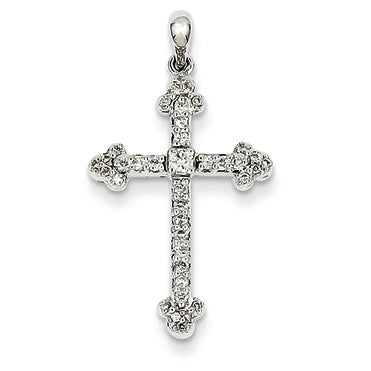 0.2 Carat 14K White Gold Diamond Cross Pendant