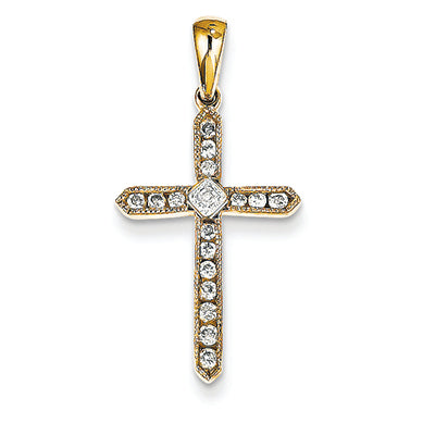 0.3 Carat 14K Gold Diamond Cross Pendant