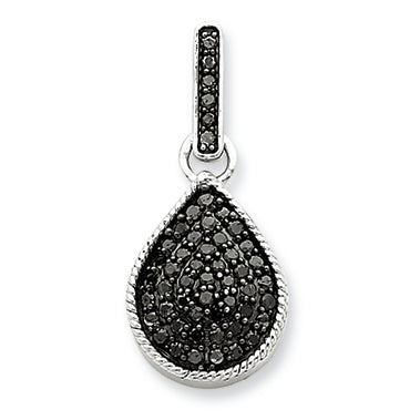 0.5 Carat 14K White Gold Black Diamond Teardrop Pendant