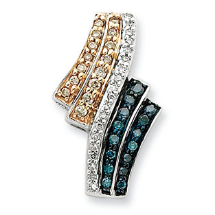 0.4 Carat 14K White Gold & Rhodium w/Blue & White Diamond Pendant