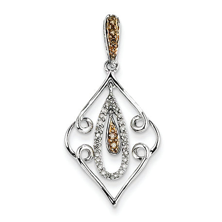 0.2 Carat 14K White Gold & Rhodium White & Champagne Diamond Pendant