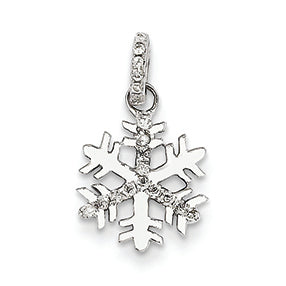 0.1 Carat 14K White Gold Diamond Small Snowflake Pendant