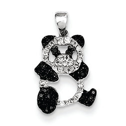 0.2 Carat 14K White Gold Black & White Diamond Panda Bear Pendant
