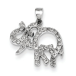 0.3 Carat 14K White Gold Diamond Elephant Pendant