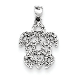 0.2 Carat 14K White Gold Diamond Turtle Pendant