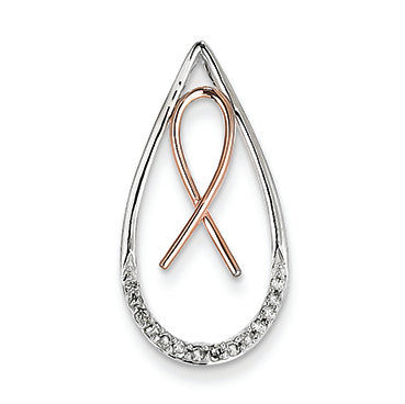 0.1 Carat 14K Gold Two-tone Diamond Awareness Ribbon in Teardrop Slide