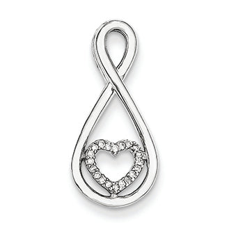 0.1 Carat 14K White Gold Diamond Heart in Teardrop Fashion Pendant