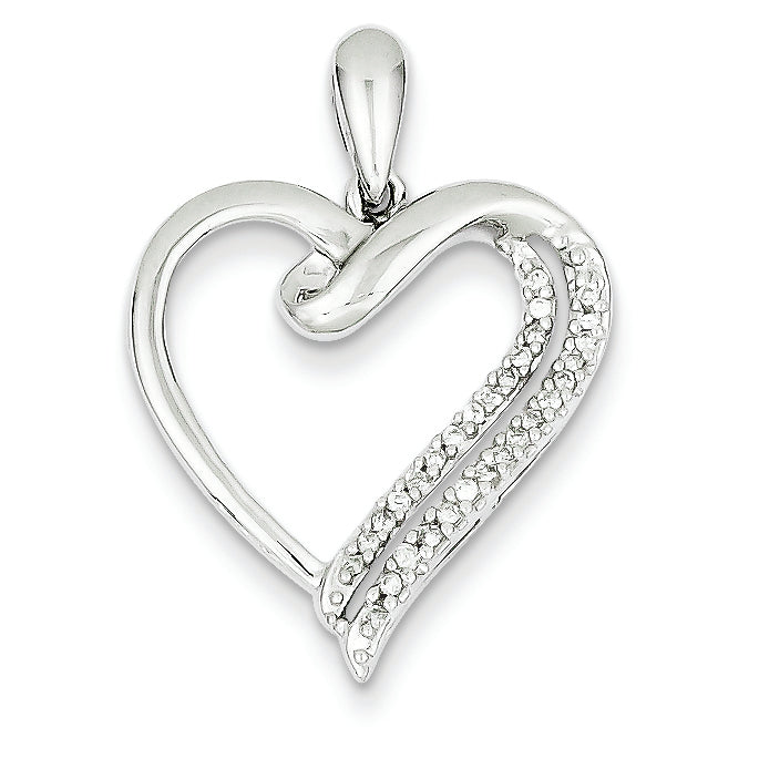 0.1 Carat 14K White Gold Diamond Heart Pendant