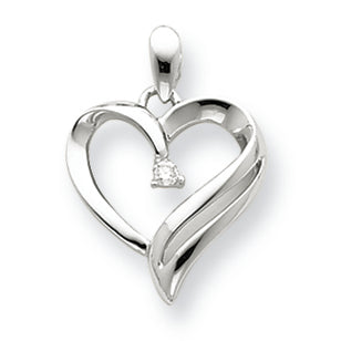 0.1 Carat 14K White Gold Diamond Heart Pendant