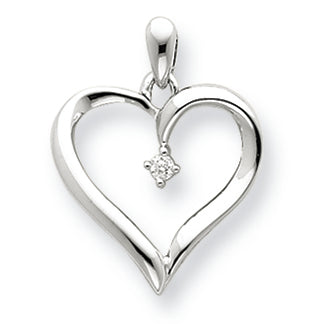 0.1 Carat 14K White Gold Diamond Heart Pendant