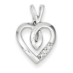0.1 Carat 14K White Gold Diamond Heart Pendant