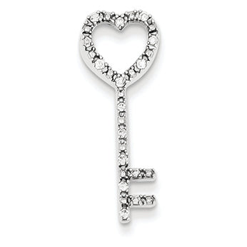 0.1 Carat 14K White Gold Diamond Heart Key Pendant