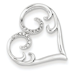 0.1 Carat 14K White Gold Diamond Heart Pendant