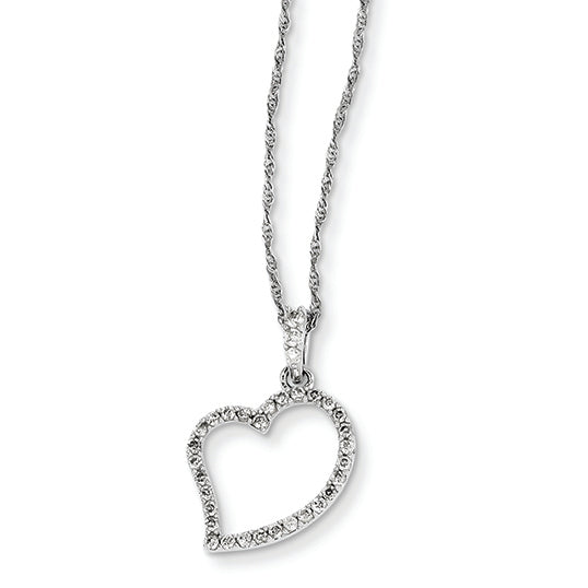 0.3 Carat 14K White Gold Diamond Heart Necklace