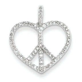 0.3 Carat 14K White Gold Diamond Peace Sign Heart Pendant