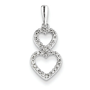 0.1 Carat 14K White Gold Diamond Stacked Hearts Pendant