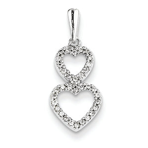 0.1 Carat 14K White Gold Diamond Stacked Hearts Pendant