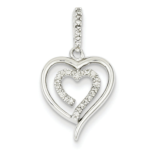 0.1 Carat 14K White Gold Diamond Heart Pendant