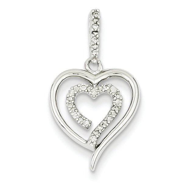 0.1 Carat 14K White Gold Diamond Heart Pendant