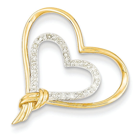 0.1 Carat 14K Gold Two-tone Diamond Heart Slide
