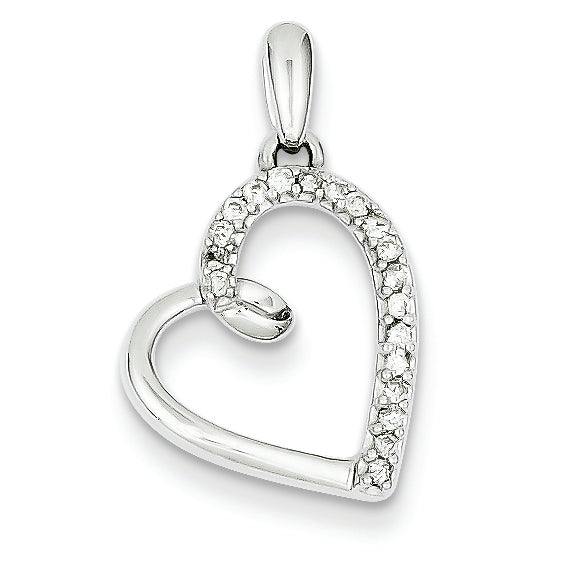 0.1 Carat 14K White Gold Diamond Heart Pendant