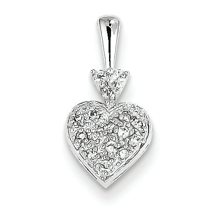 0.1 Carat 14K White Gold Diamond Heart Pendant