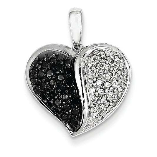 0.5 Carat 14K White Gold Black & White Diamonds Heart Pendant