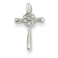 0.1 Carat 14K White Gold Diamond Cross Pendant