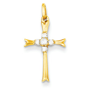 0.1 Carat 14K Gold Yellow Gold Diamond Cross Pendant