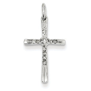 0.1 Carat 14K White Gold Diamond Cross Pendant