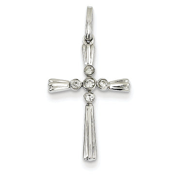 0.1 Carat 14K White Gold Diamond Cross Pendant