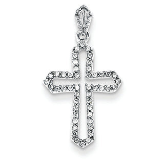 0.2 Carat 14K White Gold Diamond Cross Pendant