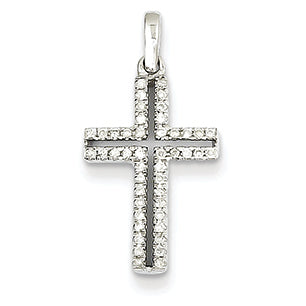 0.1 Carat 14K White Gold Diamond Cross Pendant