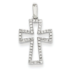 0.2 Carat 14K White Gold Diamond Cross Pendant