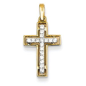 0.1 Carat 14K Gold Two-tone Diamond Cross Pendant