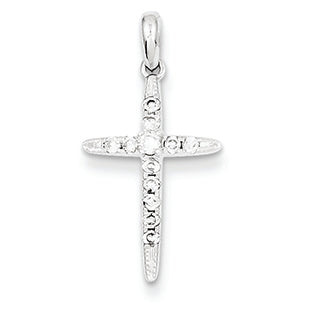 0.2 Carat 14K White Gold Diamond Cross Pendant