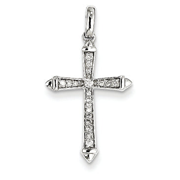 0.1 Carat 14K White Gold Diamond Cross Pendant