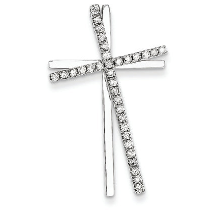 0.4 Carat 14K White Gold Diamond Cross Pendant