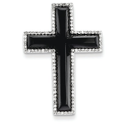 0.3 Carat 14K White Gold Onyx and Diamond Pendant
