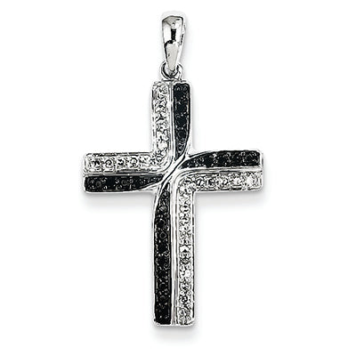 0.2 Carat 14K White Gold Black & White Diamond Cross Pendant