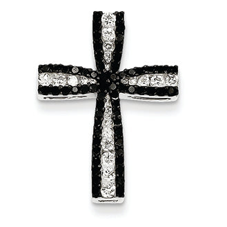 0.6 Carat 14K White Gold Black & White Diamond Cross Pendant