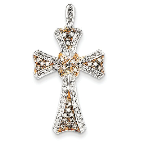 0.5 Carat 14K White Gold & Rhodium Diamond Cross Pendant