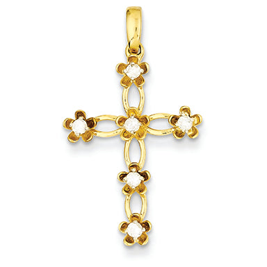 0.2 Carat 14K Gold Yellow Gold  Diamond Cross Pendant