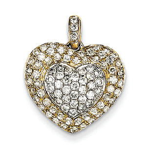 1.1 Carat 14K Gold Two-tone Diamond Heart Pendant