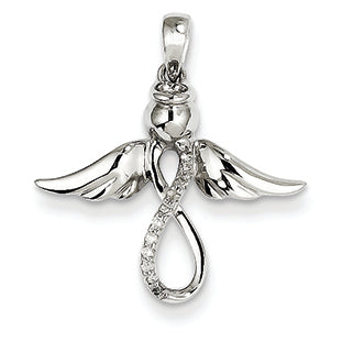 0.1 Carat 14K White Gold Diamond Angel Pendant