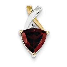 1.4 Carat 14K Gold Garnet and White Topaz Trillion Pendant