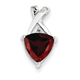 1.4 Carat 14K White Gold  Garnet and White Topaz Trillion Pendant